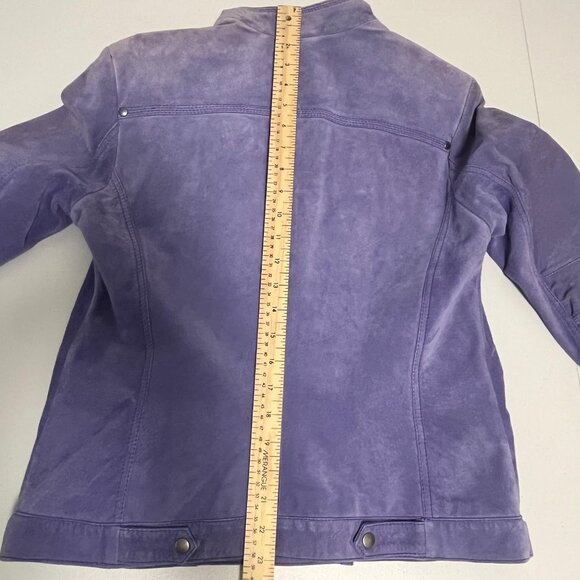 Danier Suede Leather Moto Jacket Womens M Purple Asymmetrical Full Zip - Picture 11 of 16